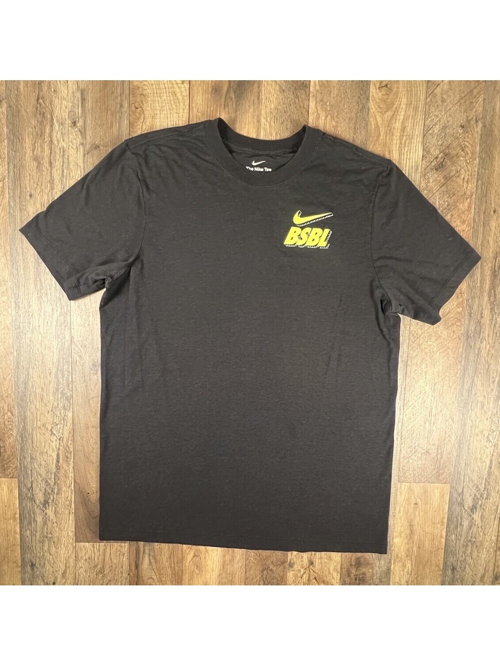 Nike BSBL Tshirt Mens Large Black Neon 2 Sided Baseball Short Sleeve Diamond